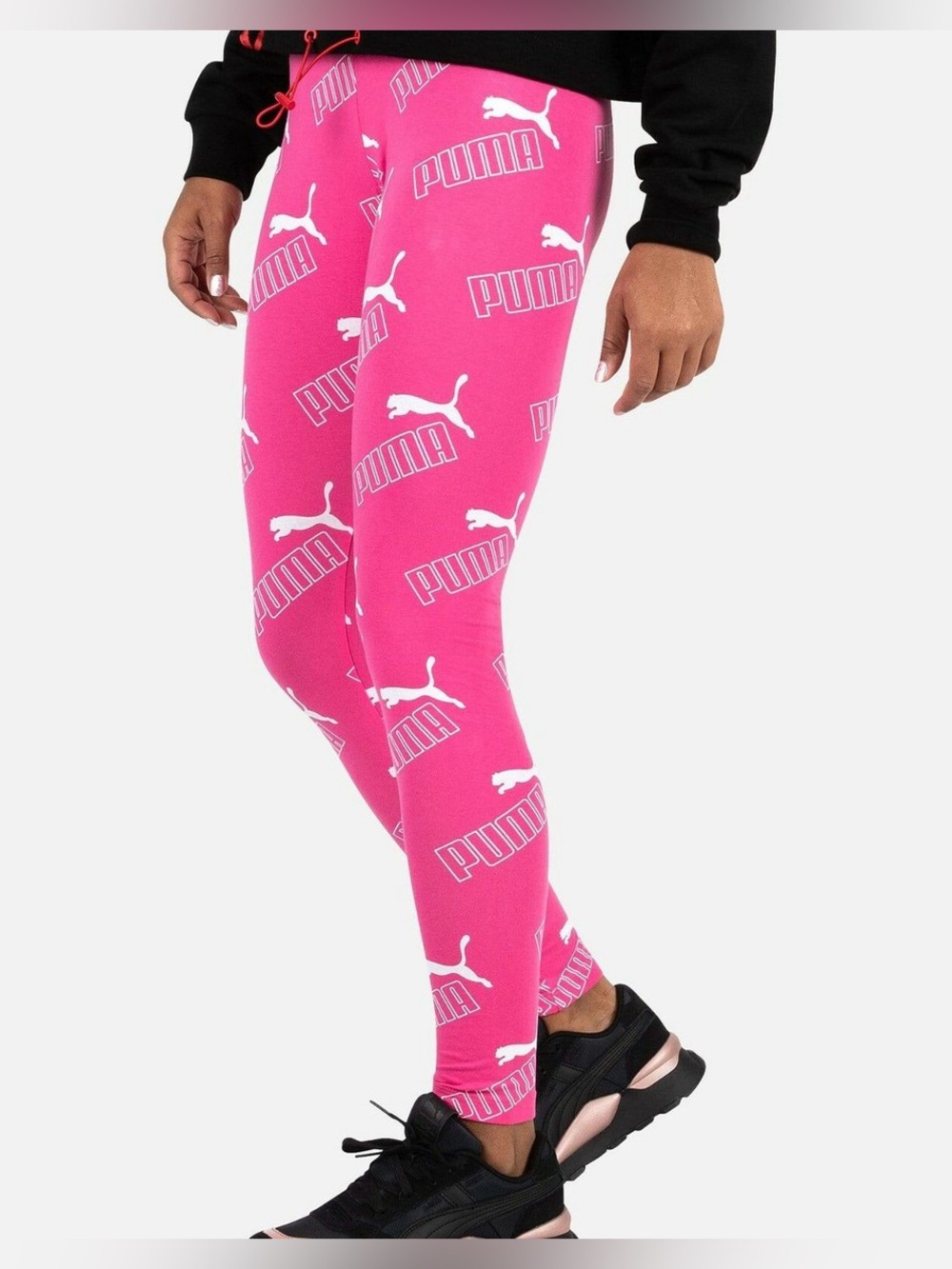 Puma Bright Pink Logo Print Leggings